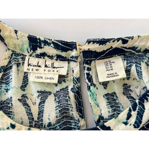 Nicole Miller 100% Linen Tank Dress Womens Medium Boho Coastal Beach Resort - Picture 15 of 15